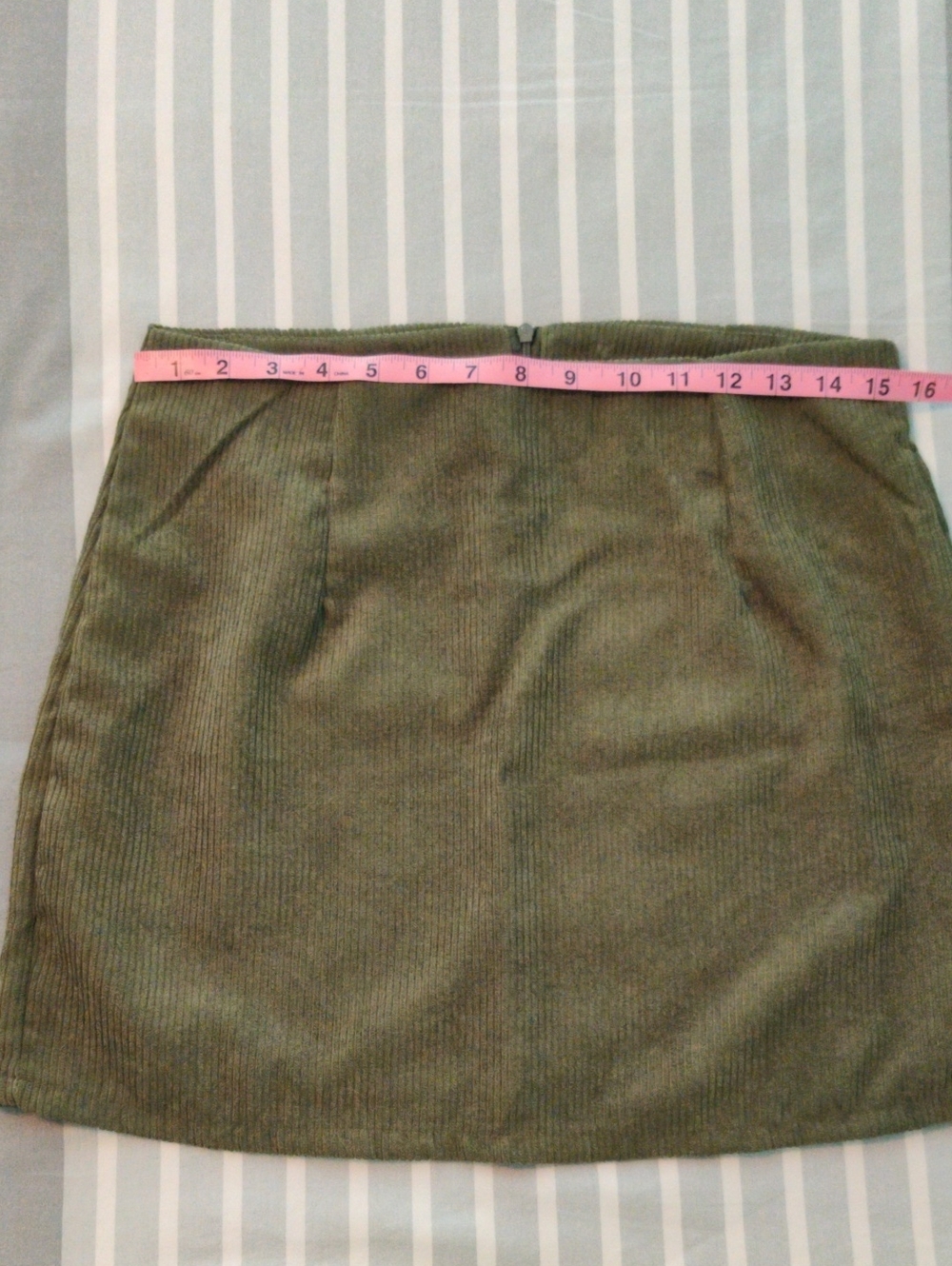 High-Waisted Olive green Corduroy Mini Skirt